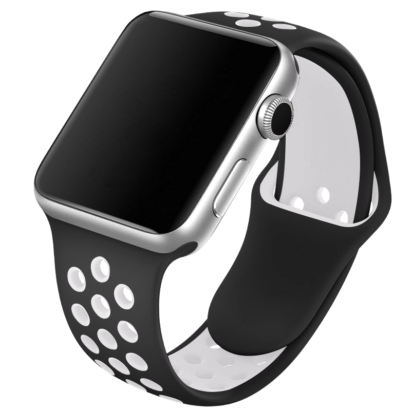 Se CarloA Apple Watch Black Silicone Strap 38/40 mm hos Watchmen.dk
