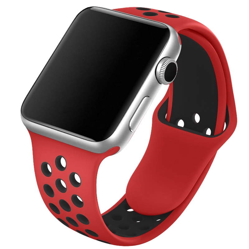 Se CarloA Apple Watch Red Silicone Strap 38/40 mm hos Watchmen.dk