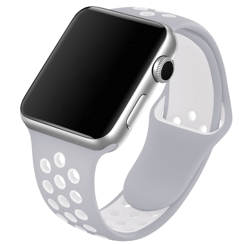Se CarloA Apple Watch light grey Silicone Strap 38/40 mm hos Watchmen.dk