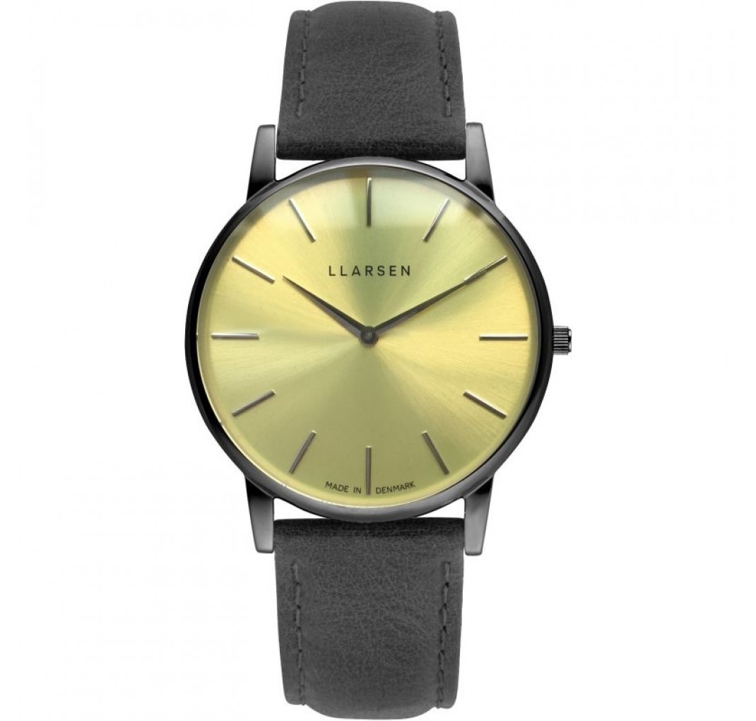 LLARSEN OLIVER Oxidized Watch Grey Leather