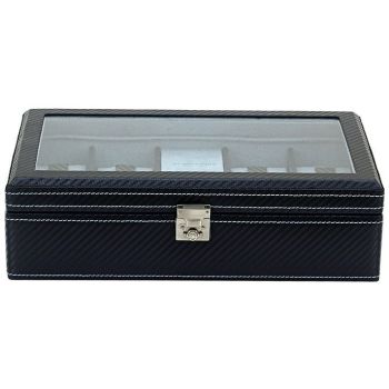 FRIEDRICH Carbon LED Sort læder urboks til 9 ure 32059-5
