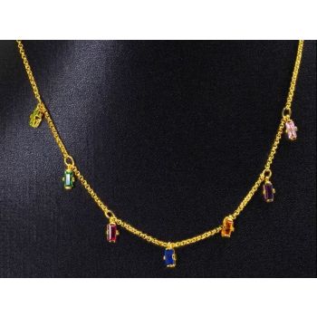 Thomas Sabo Halskæde med farverige sten 42cm